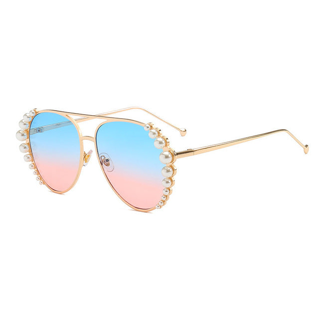 Personality Pearl Ocean Sheet Lady Sunglasses