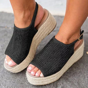 Ankle Strap Hemp Wedge Platform Sandals