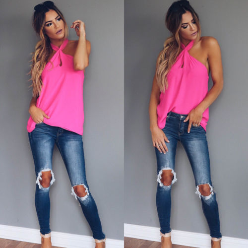 Sleeveless Casual Halter Vest Top