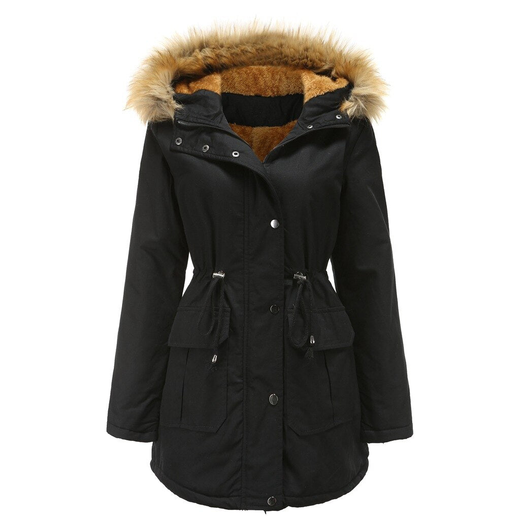 Ladies Velvet Cotton Padded Parka Jacket (3 colors)