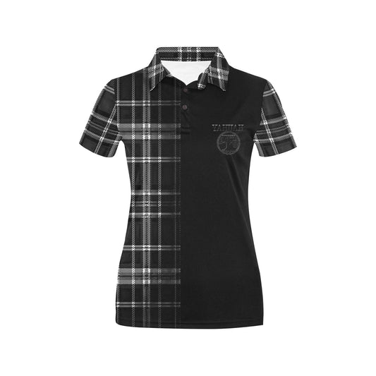 Yahuah-Tree of Life 02-04 + Digital Plaid 01-06A Ladies Designer Polo Shirt