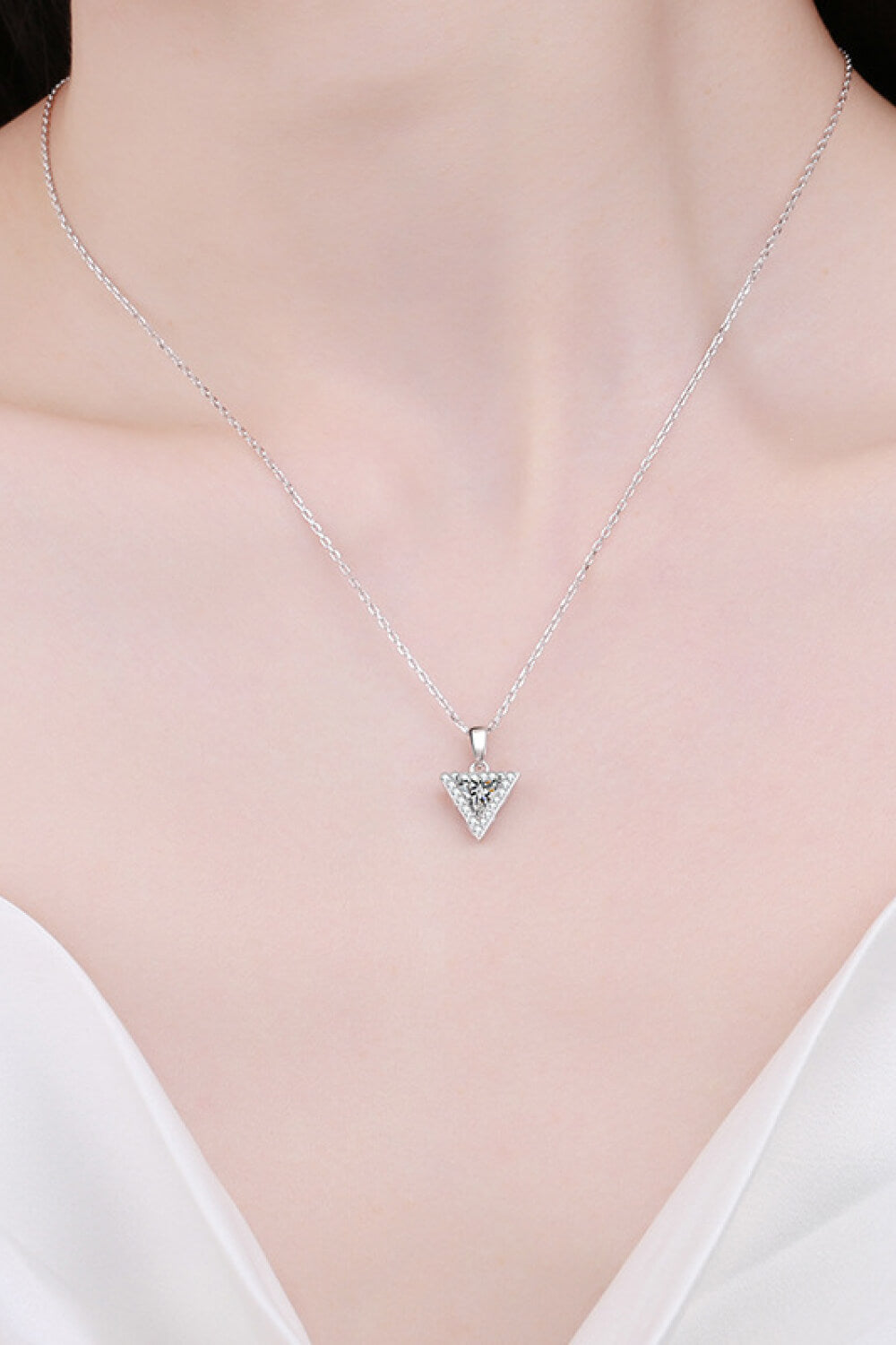 Triangle 925 Sterling Silver Moissanite Pendant Necklace