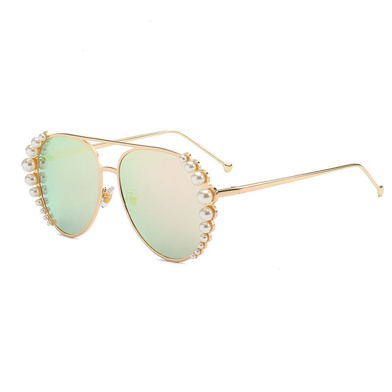 Personality Pearl Ocean Sheet Lady Sunglasses