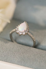 Load image into Gallery viewer, Platinum Plated Opal Pear Shape Ring