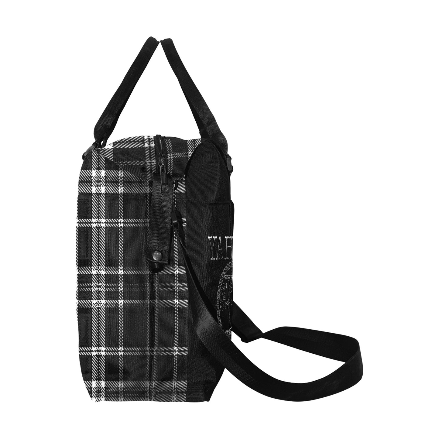 Yahuah-Tree of Life 02-04 + Digital Plaid 01-06A Large Capacity Duffle Bag