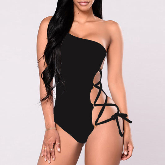 Lace Up One Shoulder Bodysuit