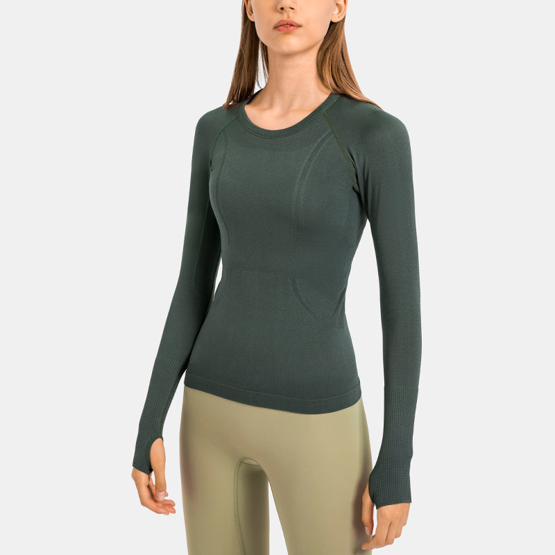 Round Neck Long Sleeve Lady Sports Shirt