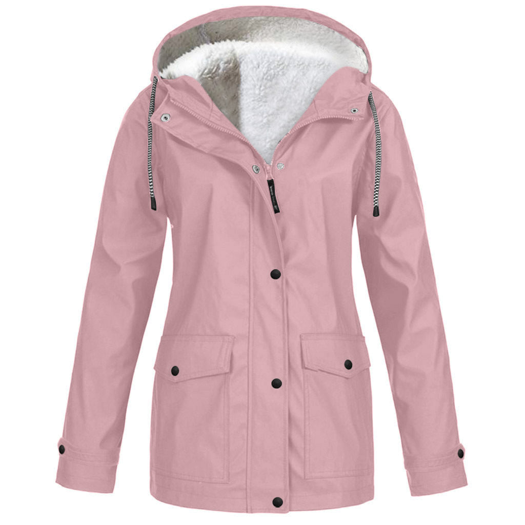 Ladies Plush Lined Rain Jacket (12 colors)