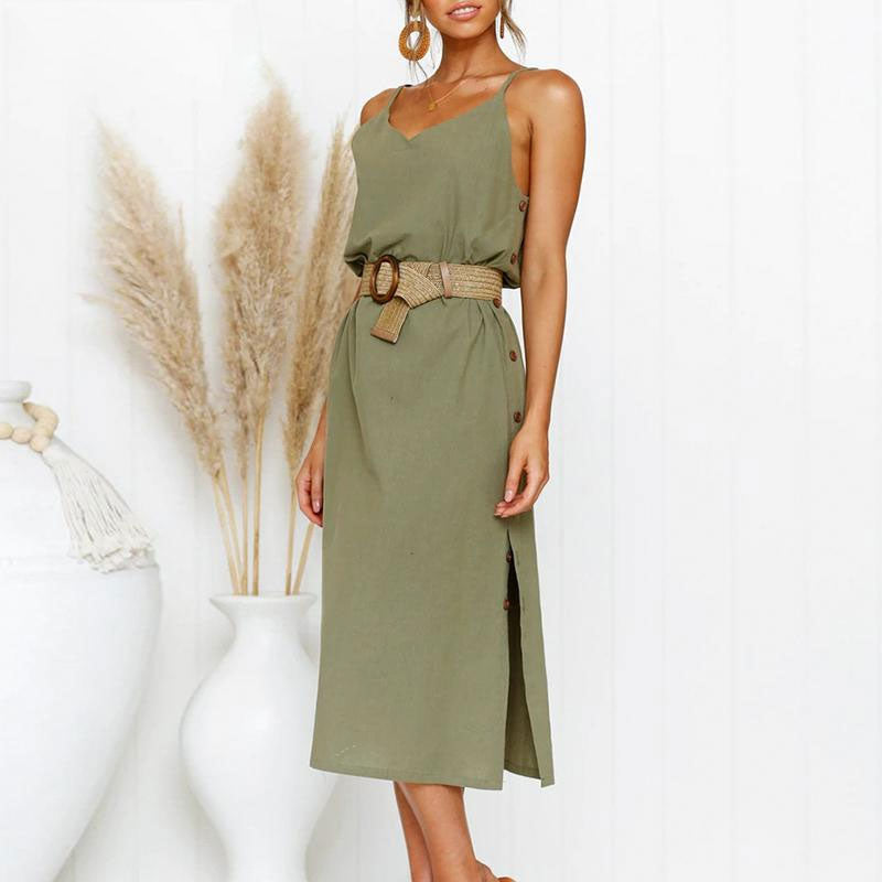 Bohemian V-neck Spaghetti Strap Dress