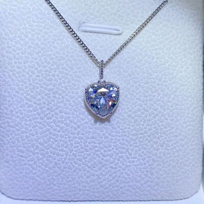 Heart Pendant 2 Carat Moissanite 925 Sterling Silver Solitaire Pendant Necklace