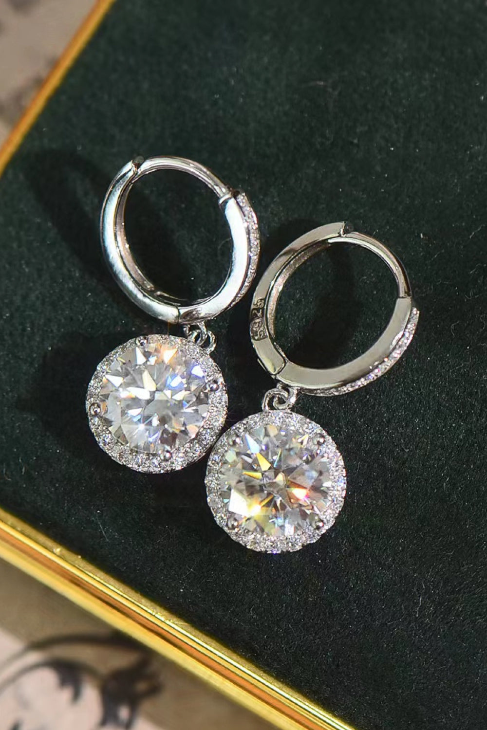 Round 2 Carat Moissanite Drop Earrings