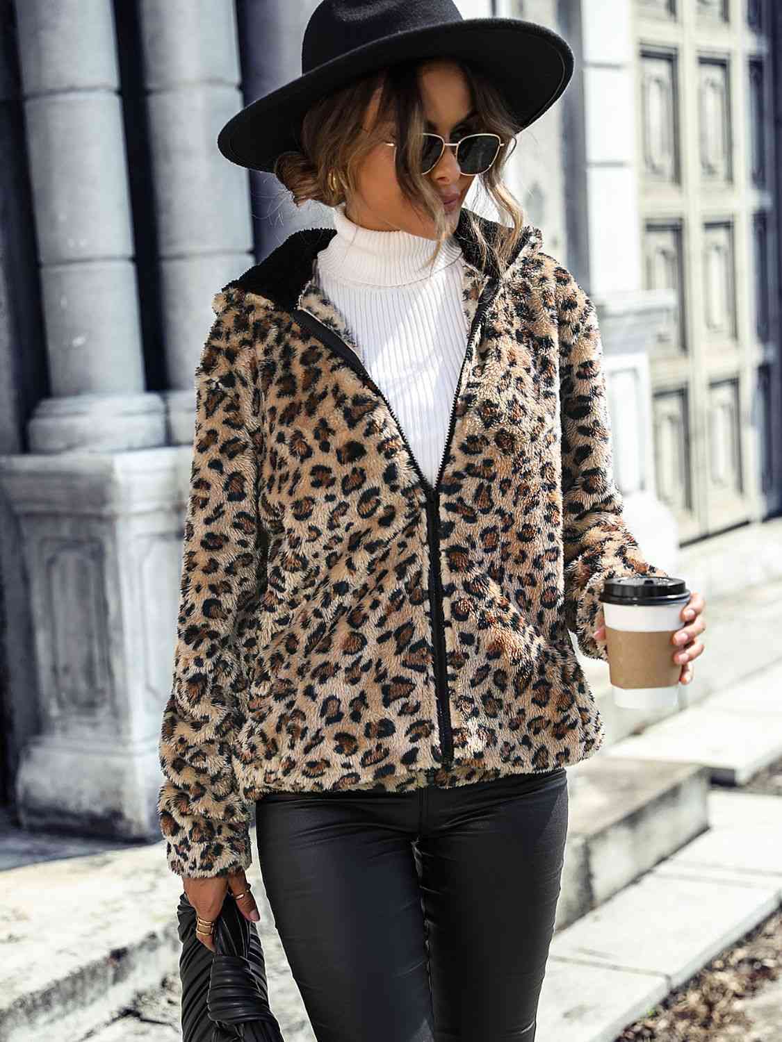 Leopard Print Full Zip Hoodie