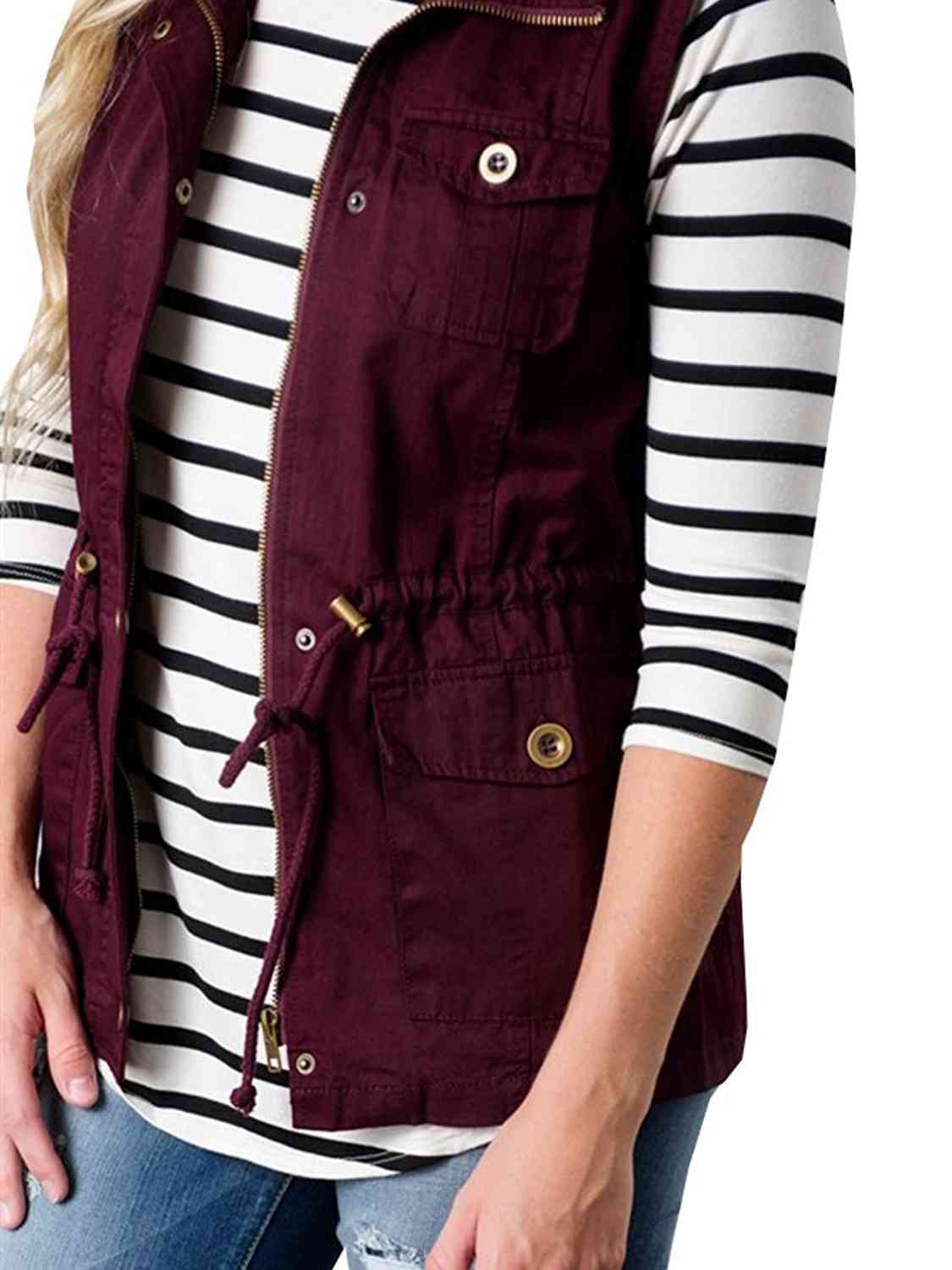 Drawstring Waist Vest with Pockets (4 colors)