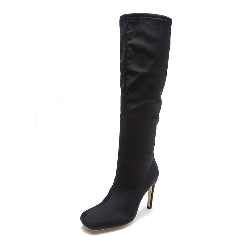 Widened Solid Color Knee High Boots