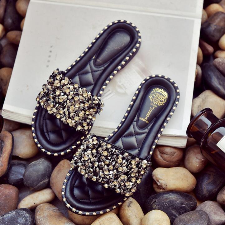 Crystal Rivets Lady Slide Sandals