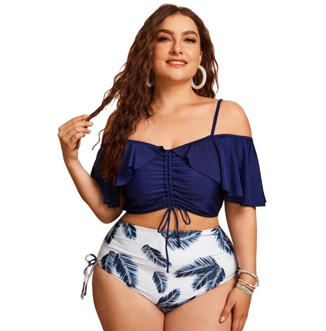 Ruffled Split Plus Size Swimsuit