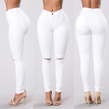 Load image into Gallery viewer, High Waist Skinny Ripped Denim Jeans (White/Black)