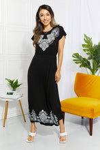 Load image into Gallery viewer, Two Tone Embroidery Detailed Round Neck Damask Midi Dress