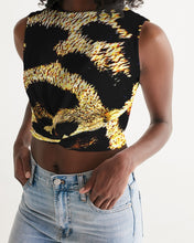 Cargar imagen en el visor de la galería, Camiseta corta sin mangas con parte delantera torcida de diseñador 01 con estampado de leopardo de TRP 