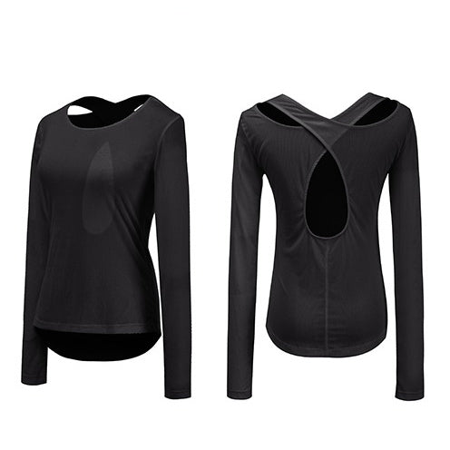 Criss-cross Open Back Long Sleeve Yoga Shirt