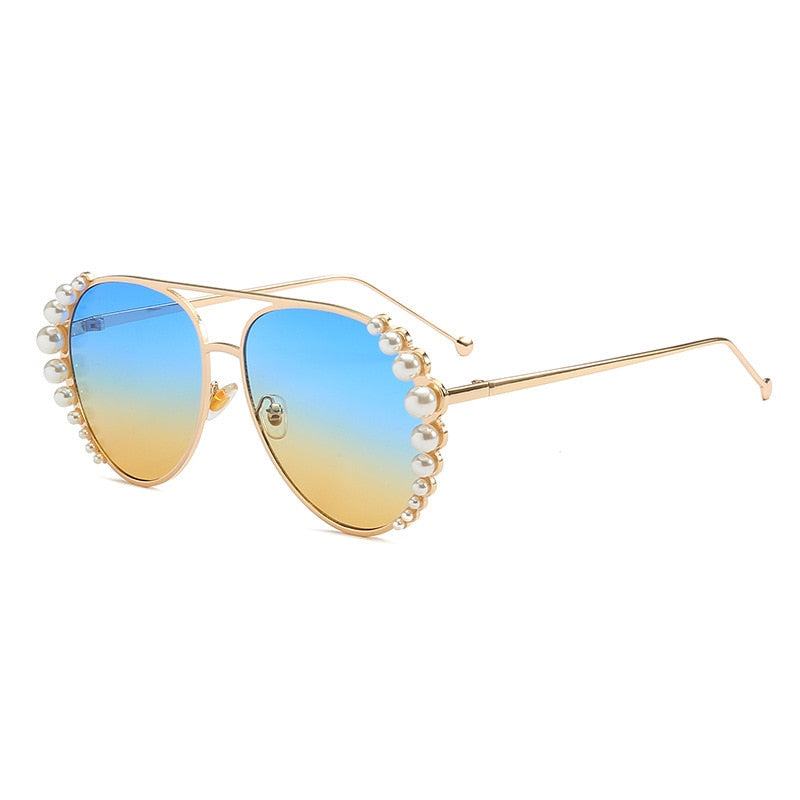 Personality Pearl Ocean Sheet Lady Sunglasses