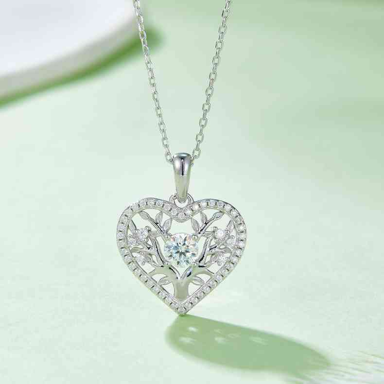 Moissanite 925 Sterling Silver Heart Shape Pendant Necklace