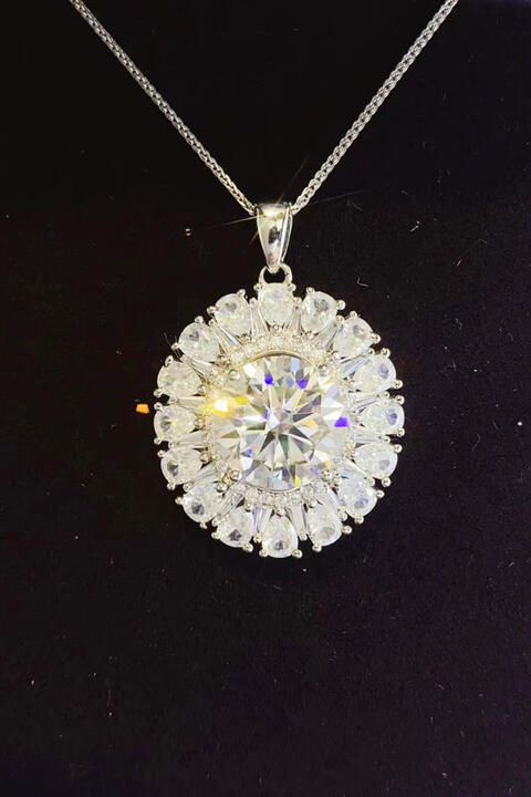 5 Carat 925 Sterling Silver Moissanite Gemstone Pendant Necklace