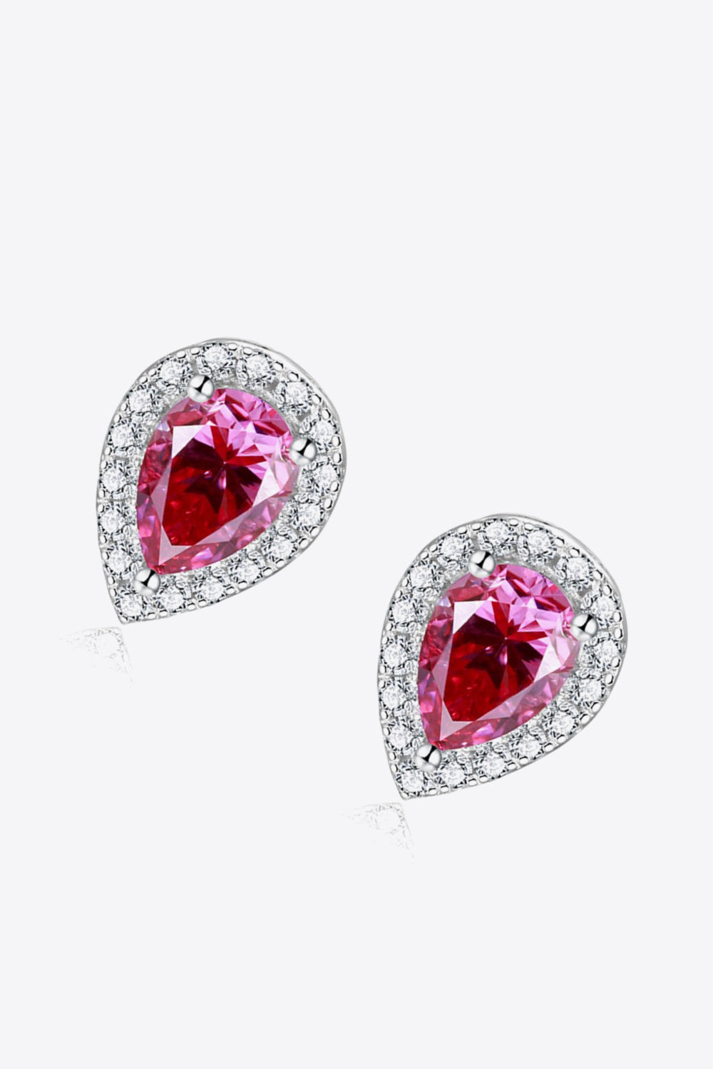 Moissanite 2 Carat Teardrop Stud Earrings in Rose