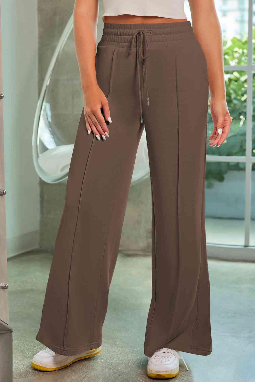 Drawstring High Waist Wide Leg Pants with Pockets (9 colors)