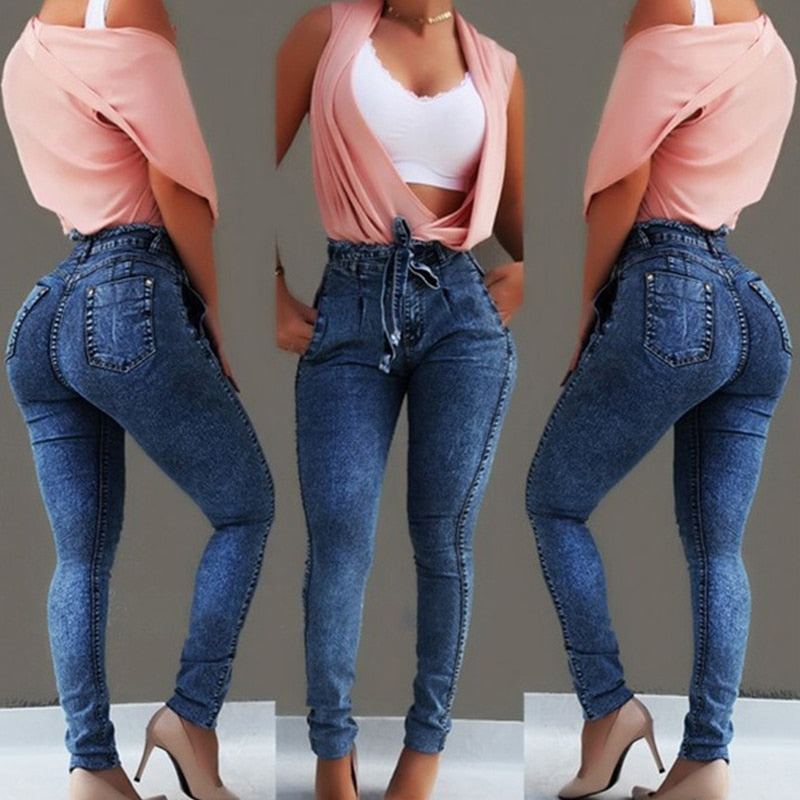 High Waist Stretchy Denim Print Pencil Pants (3 colors)