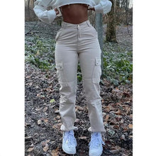 Load image into Gallery viewer, High Waist Multi Pocket Lady Pants