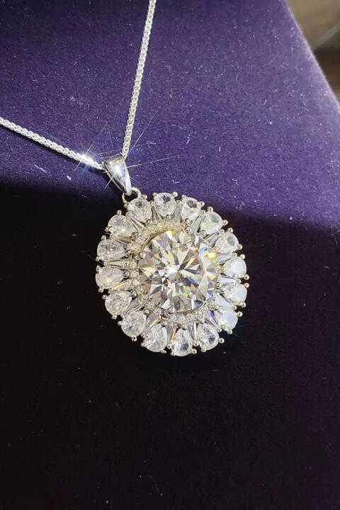 5 Carat 925 Sterling Silver Moissanite Gemstone Pendant Necklace