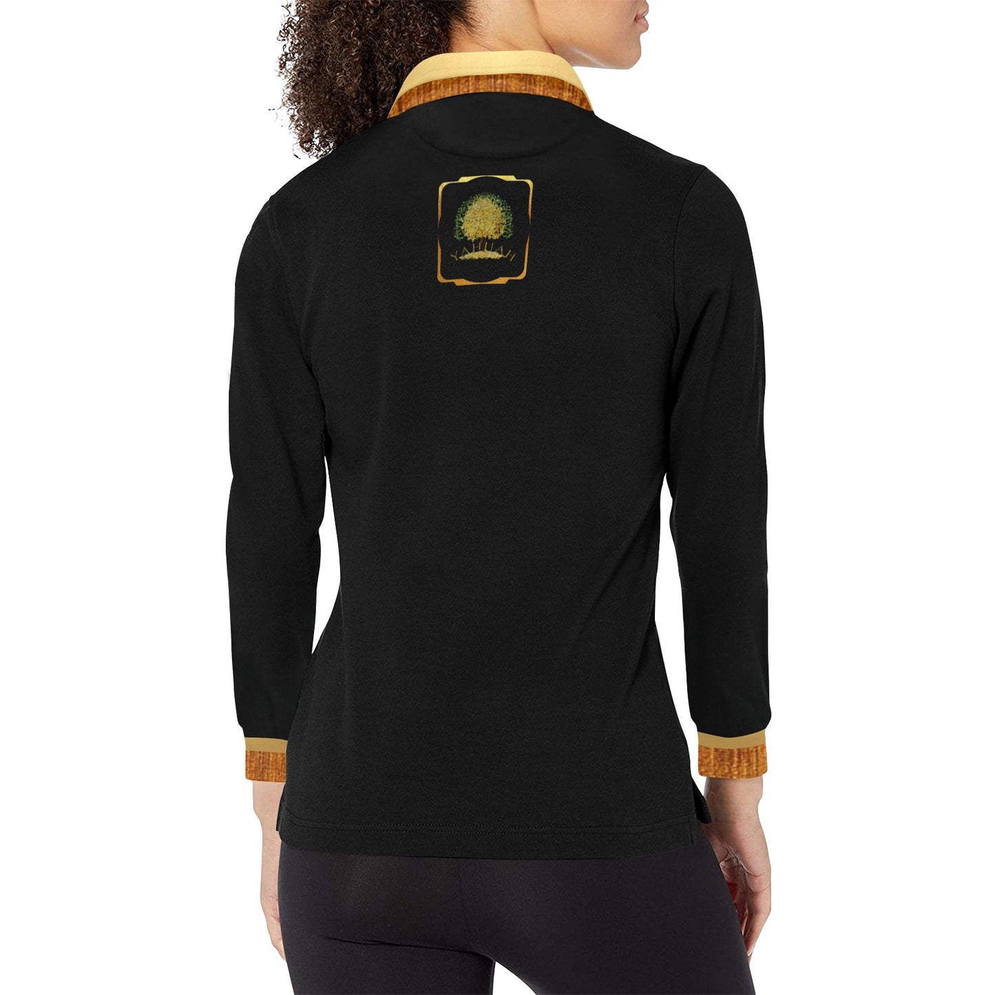 Yahuah-Tree of Life 03-01 Ladies Designer Long Sleeve Polo Shirt