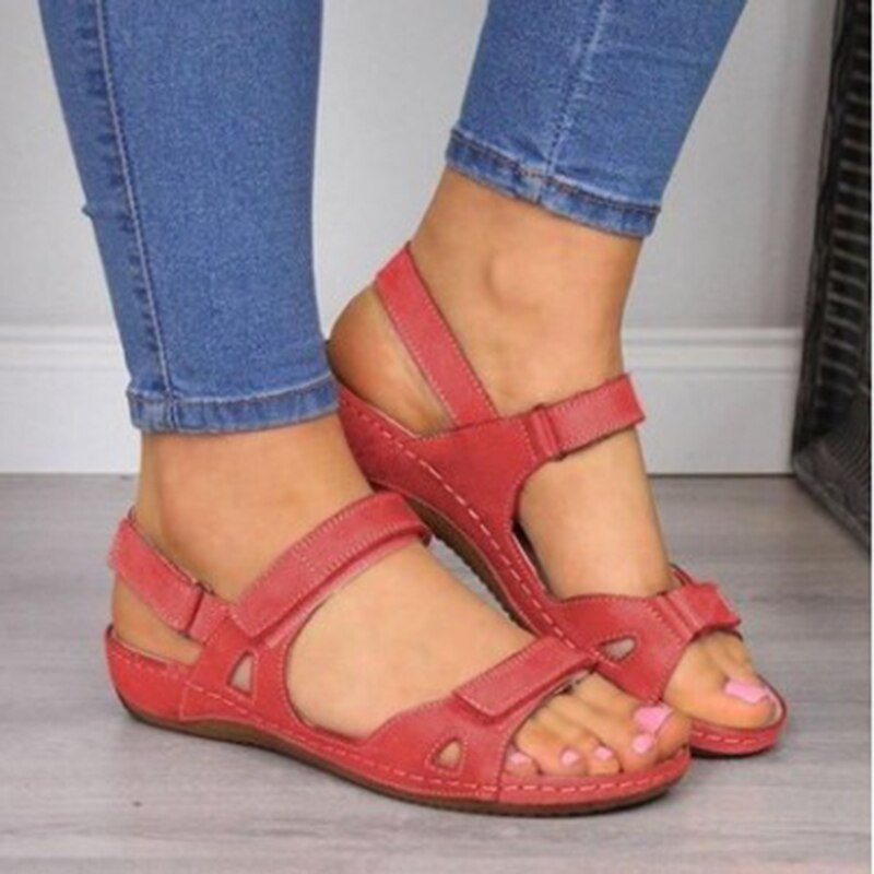 Soft Three Color Stitching Open Toe Flat Sandals