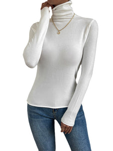 White Turtleneck Slim Fit Thin Sweater