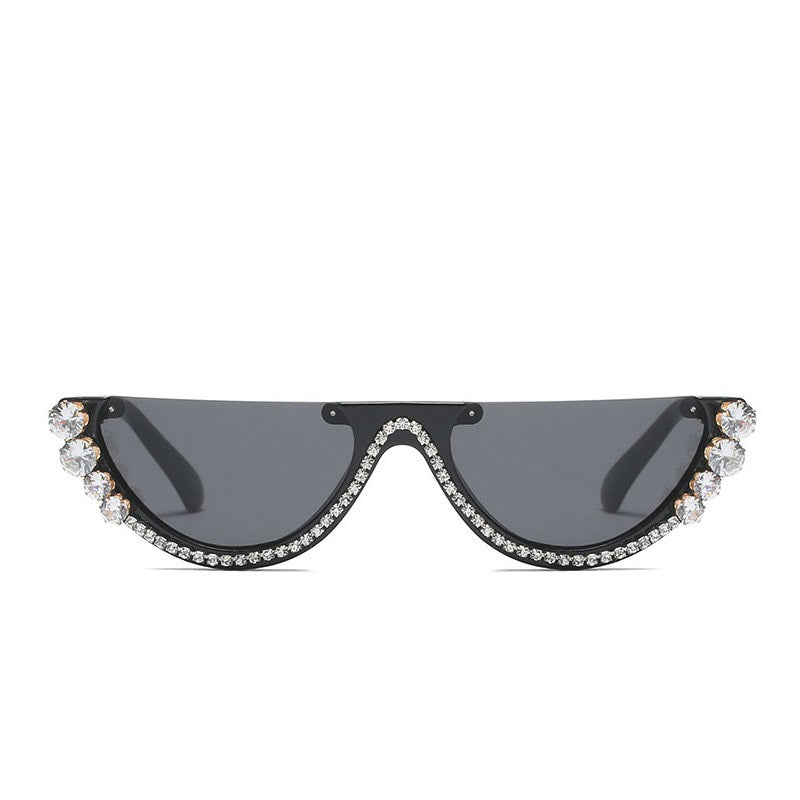 Metal Jewel with Rhinestone Decoration Cat Eye Sunglasses