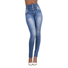 Load image into Gallery viewer, Stretchy Denim Skinny Button Front High Waist Jeans