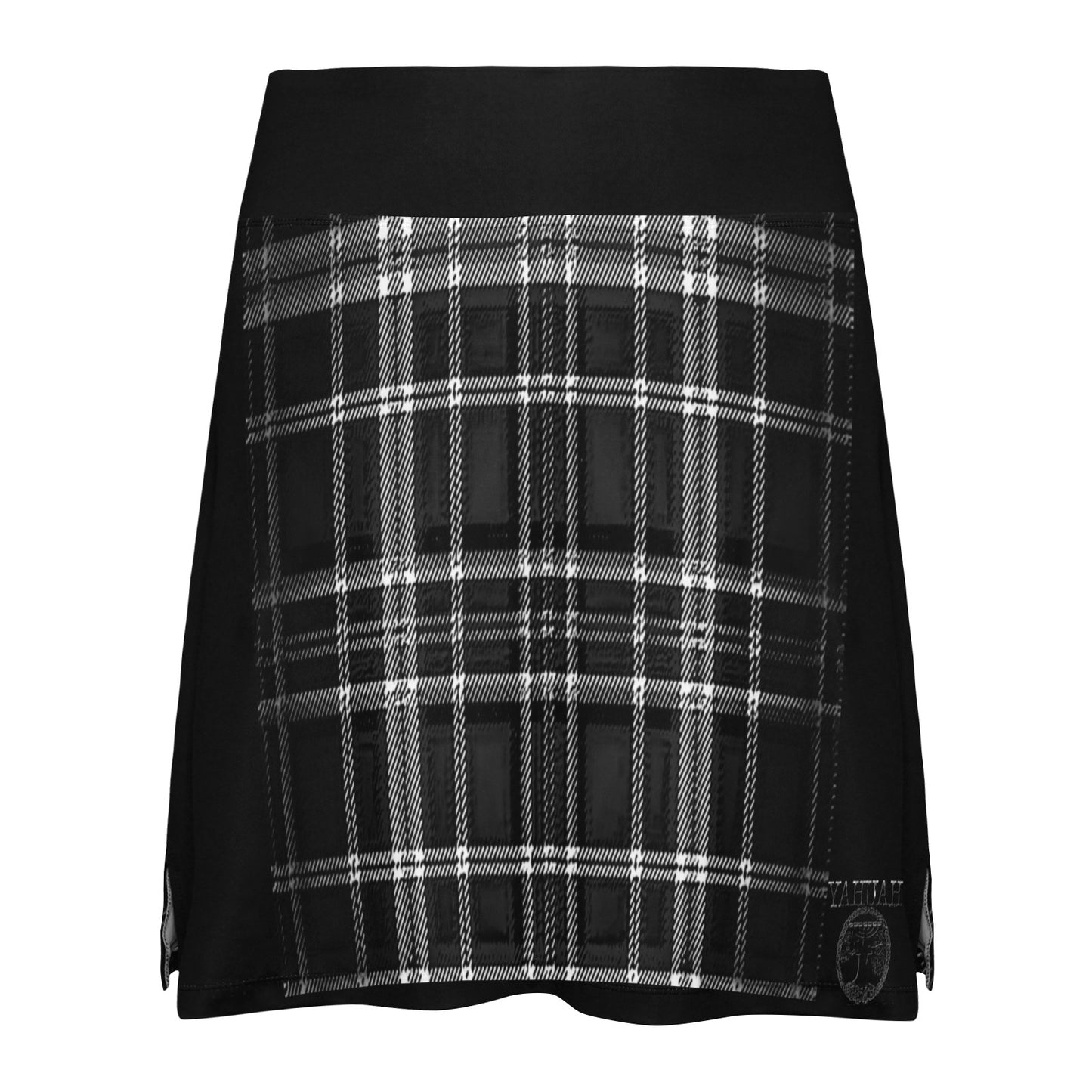 Yahuah-Tree of Life 02-04 + Digital Plaid 01-06A Designer Golf Skirt