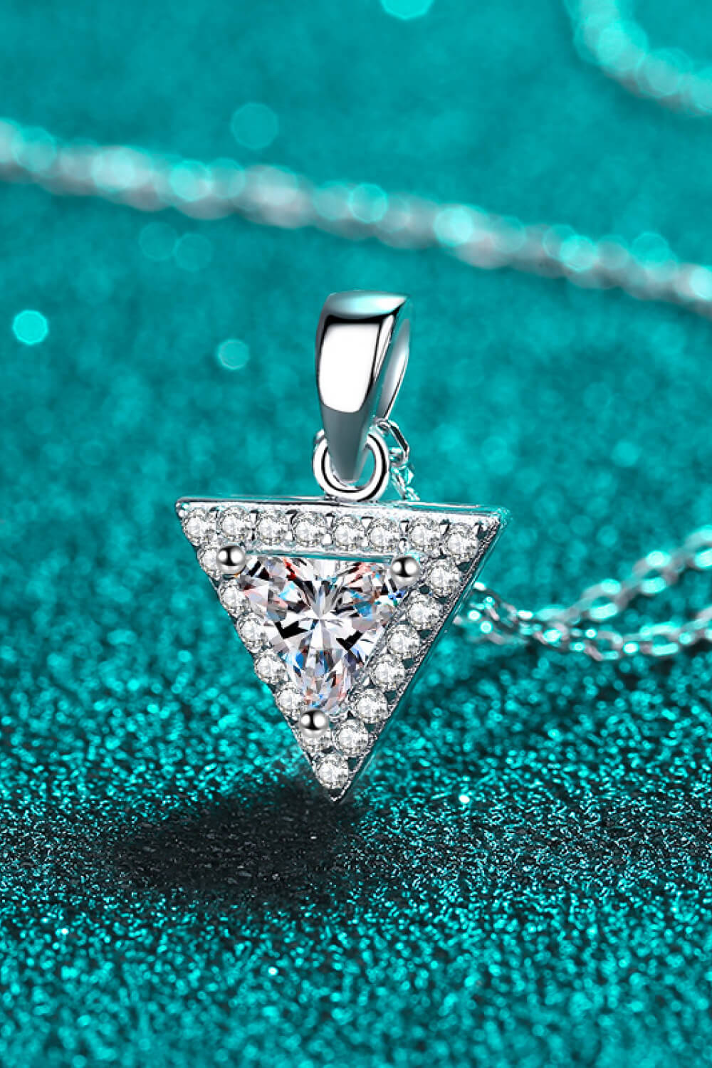 Triangle 925 Sterling Silver Moissanite Pendant Necklace