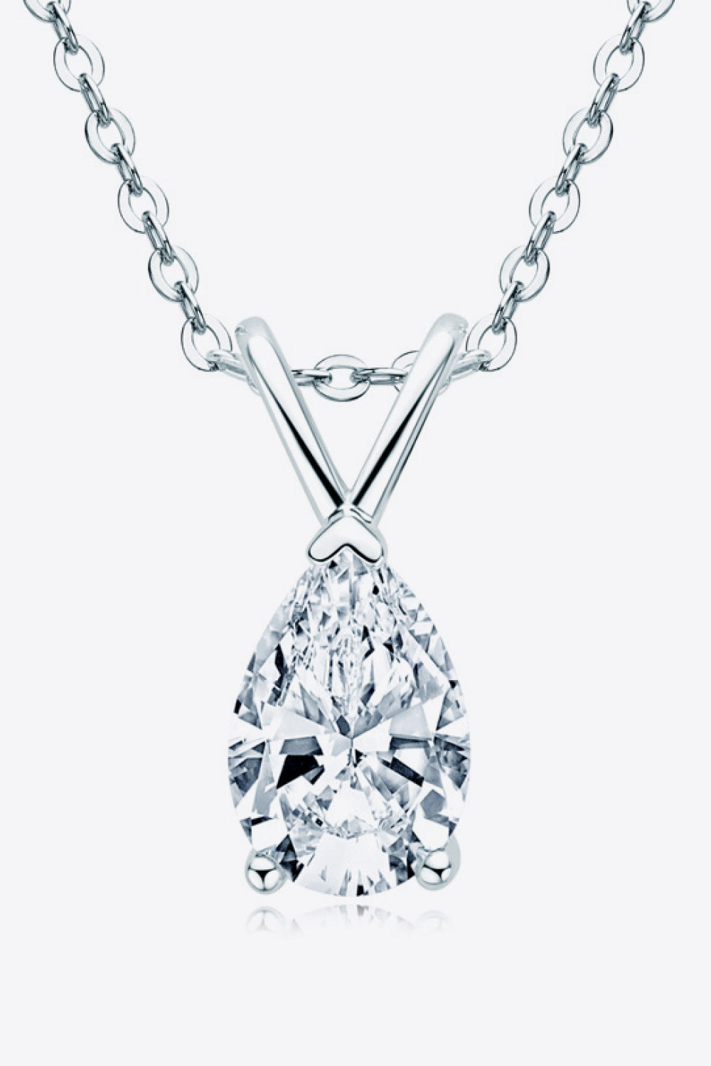 1.5 Carat Moissanite 925 Sterling Silver Pear Cut Solitaire Pendant Necklace