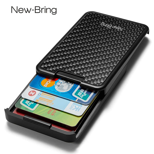 RFID Blocking Carbon Fiber Credit ID Sliding Card Holder