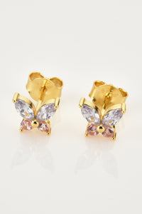 Inlaid Zircon Butterfly Shaped Stud Earrings