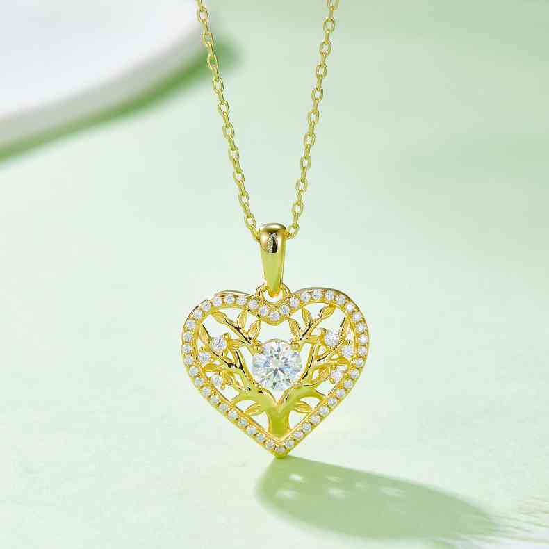 Moissanite 925 Sterling Silver Heart Shape Pendant Necklace