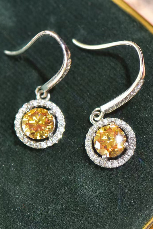 Platinum Plated 2 Carat Moissanite Drop Earrings