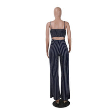 Load image into Gallery viewer, Blue Bodycon Backless Striped Jumpsuit