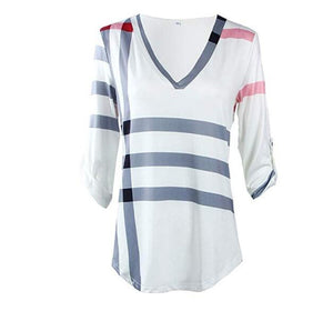 Printed 3/4 Sleeve V-Neck Blouse (4 colors)
