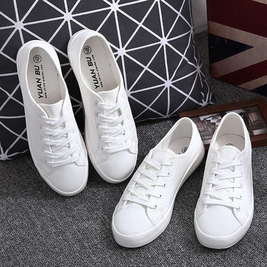 White Canvas Lady Tennis Shoes