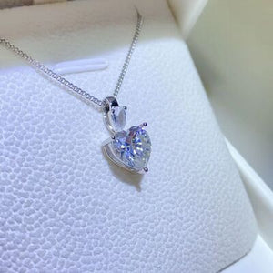 2 Carat Moissanite 925 Sterling Silver Heart Solitaire Pendant Necklace