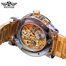 Load image into Gallery viewer, Classic Rhinestone Roman Numeral Analog 40mm Skeleton Mechanical Stainless Steel Luminous Watch for Men (4 colors)