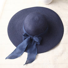 Cargar imagen en el visor de la galería, Sombrero de paja ancho con lazo y lazo hecho a mano